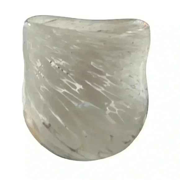 Handblown Glass Vase with White Swirl Confetti design oblong - Picture 1 of 3